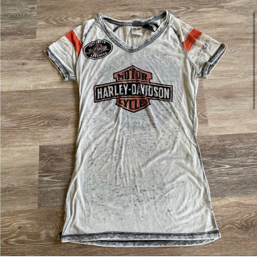 Harley-Davidson Sheer thin t-shirt with embellished logo Size S